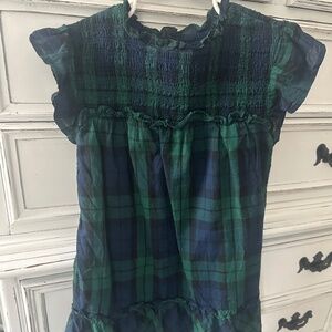 Vineyard Vines Girls' Blackwatch Tartan Smocked Ruffle Dress S